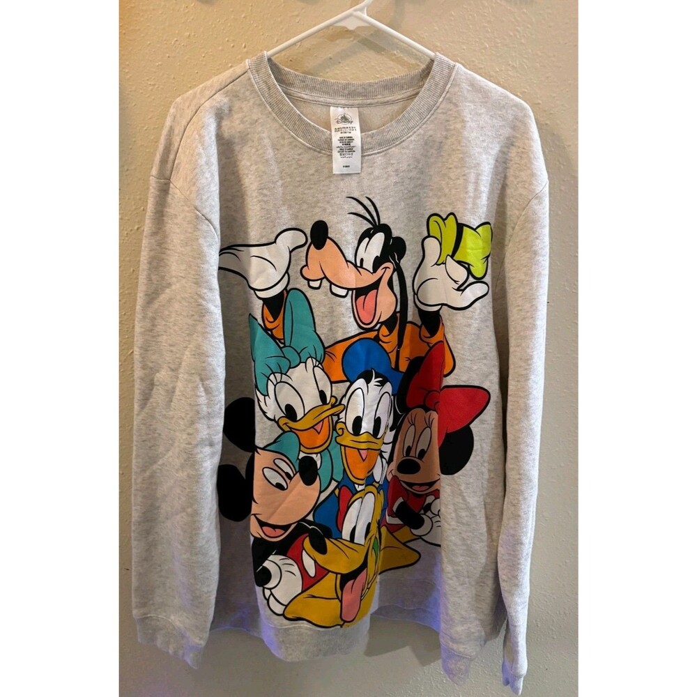 Disneyland Disney Parks Mickey and Friends Character Sweatshirt Heather Gray XL